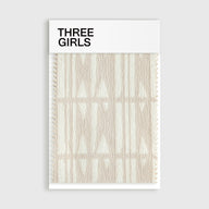 A fabric swatch for the Celia curtain, showcasing its raised jacquard weave in a symmetrical, triangular Roman pattern