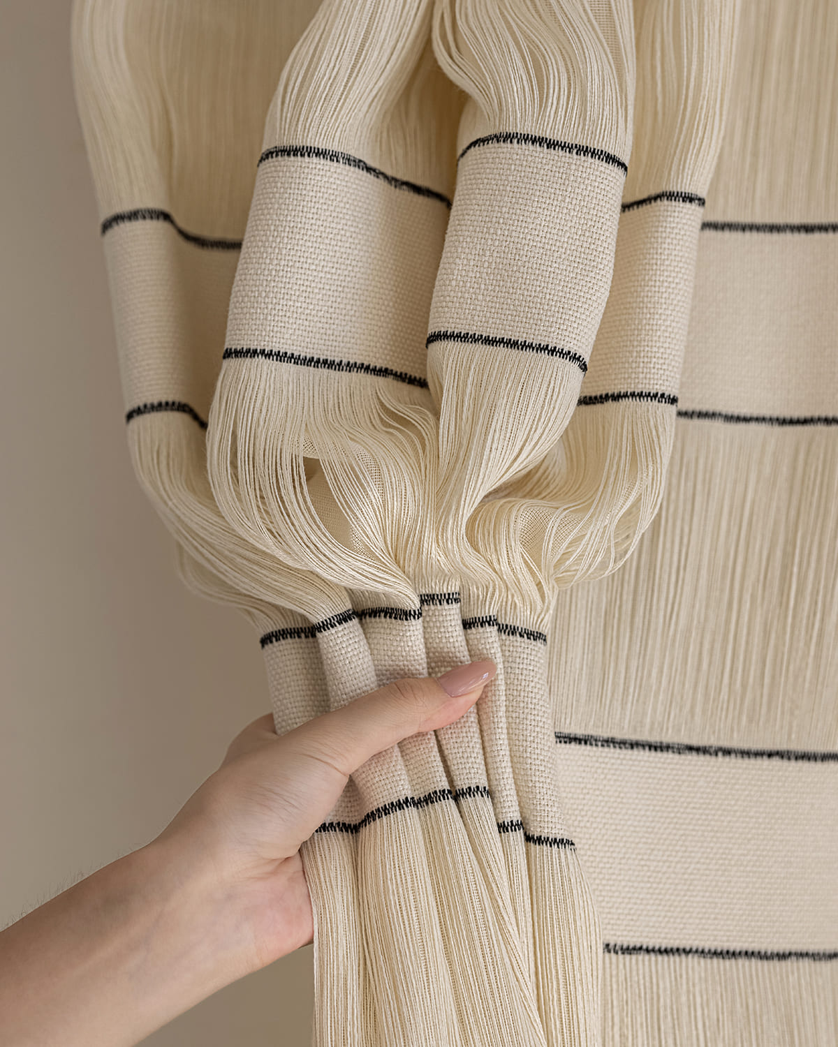 Ivy Woven Fringe Pattern Pinch Pleated Curtains