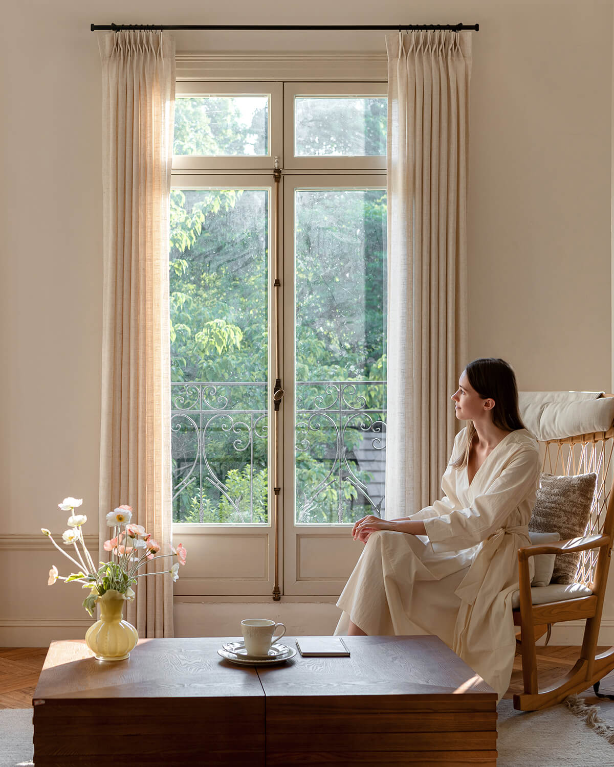 Luxury Pinch Pleated Drapes | Linen Texture, Light Filtering for Living Room & Dining Rooms