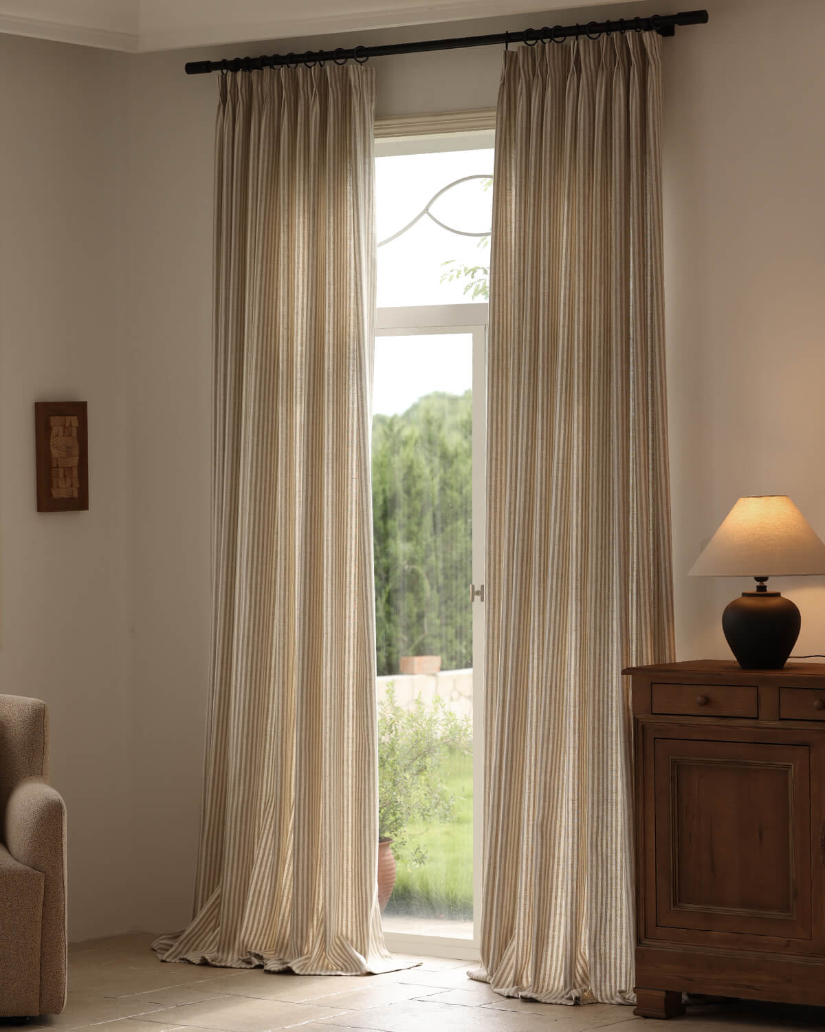 Zaria Delicate Striped Pattern Pleated Drape