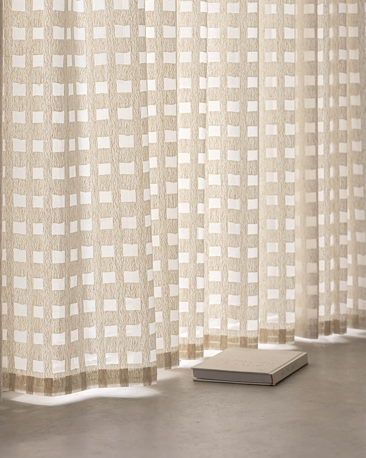 Aria Cotton Textured Jacquard Check Pattern Curtains