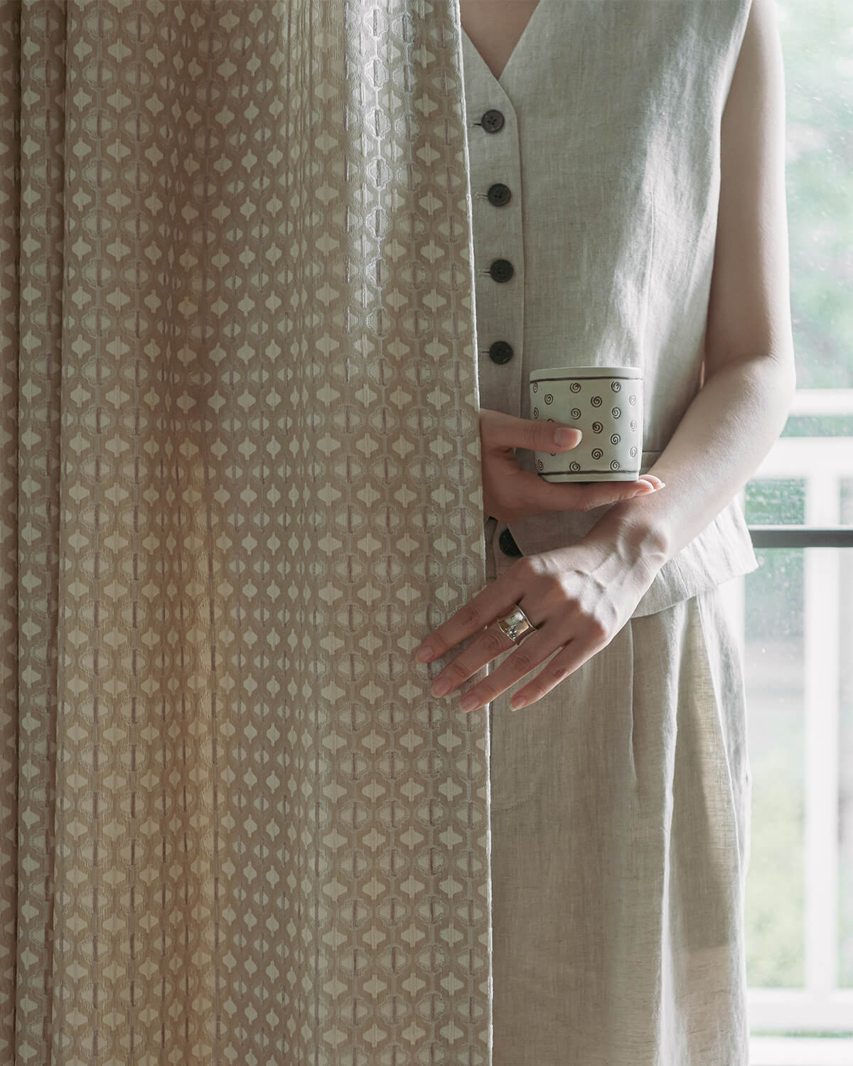 Sloan Jacquard Pinch Pleated Custom Curtain