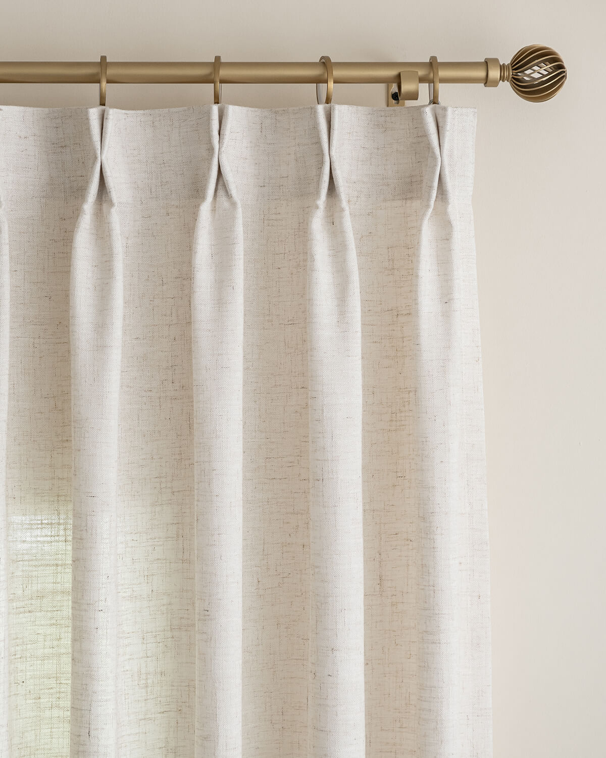 Luxury Pinch Pleated Drapes | Linen Texture, Light Filtering for Living Room & Dining Rooms