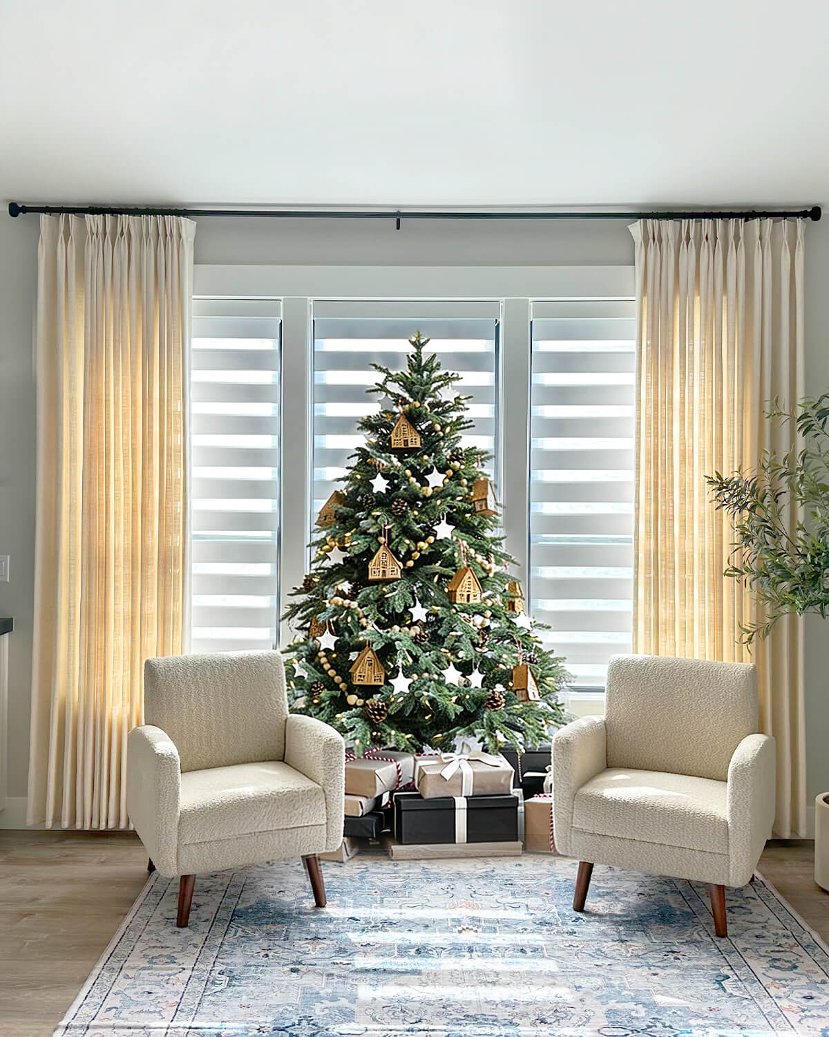 Elegant Linen Blend Pinch Pleated Curtains – Subtle Wave Texture, Light Filtering for Living Rooms & Bedrooms (Hazel)