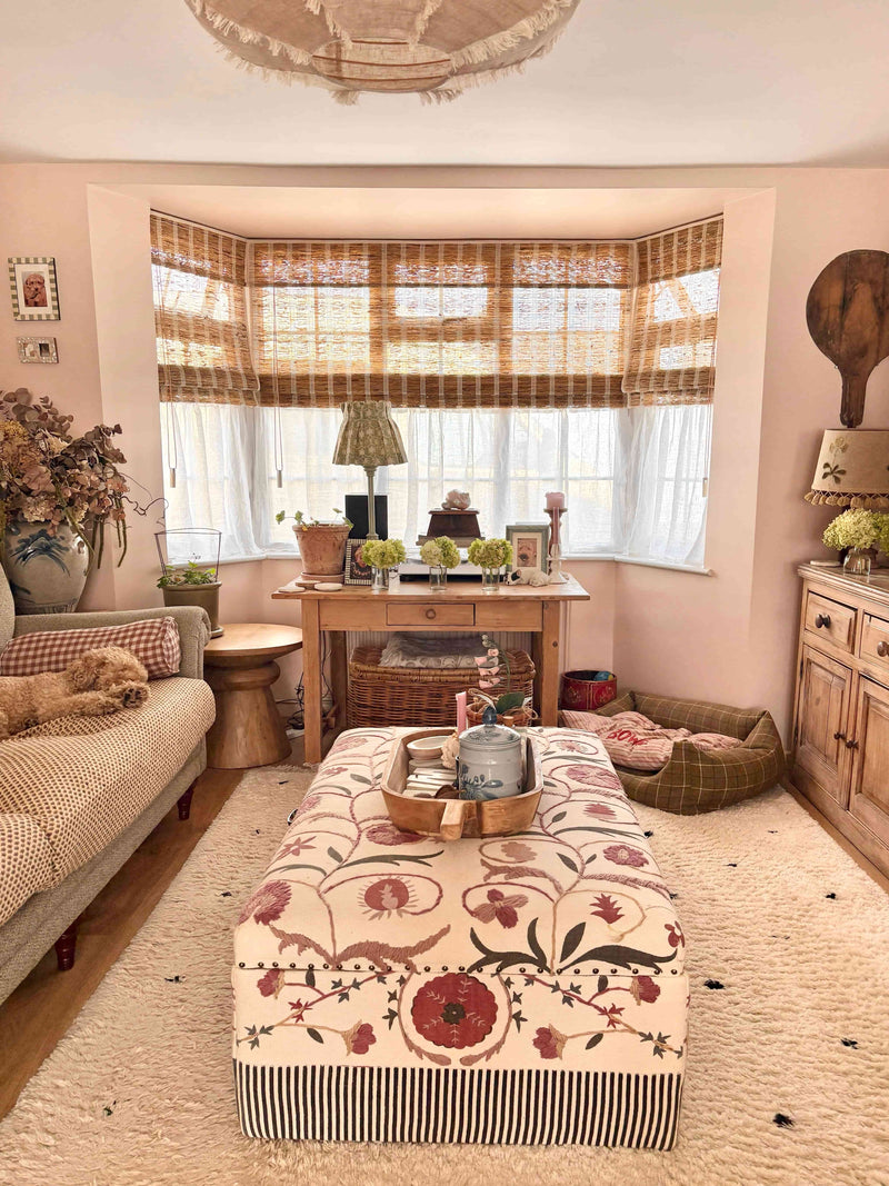 living room woven shades