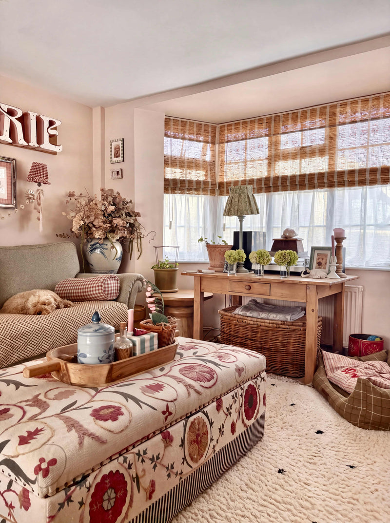 living room woven shades