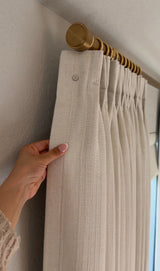 Elegant Linen Blend Pinch Pleated Curtains – Subtle Wave Texture, Light Filtering for Living Rooms & Bedrooms (Hazel)