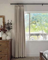 Margot Handwoven-Look Blackout Pleated Curtains for a Refined Bedroom