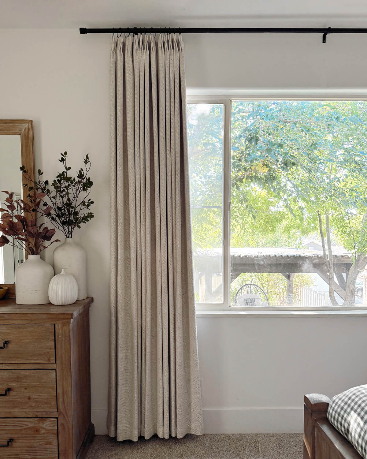 Margot Handwoven-Look Blackout Pleated Curtains for a Refined Bedroom