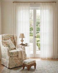 Tende Trasparenti in Misto Cotone Patti con Tessuto Slub Fine