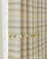 Lisa Floral Embroidered Pom-Pom Blackout Curtains