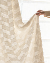 Pierre Boho Chic Chevron Cut-Flower Linen Curtains