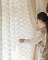 Pierre Boho Chic Chevron Cut-Flower Linen Curtains