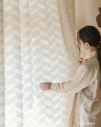 Pierre Boho Chic Chevron Cut-Flower Linen Curtains