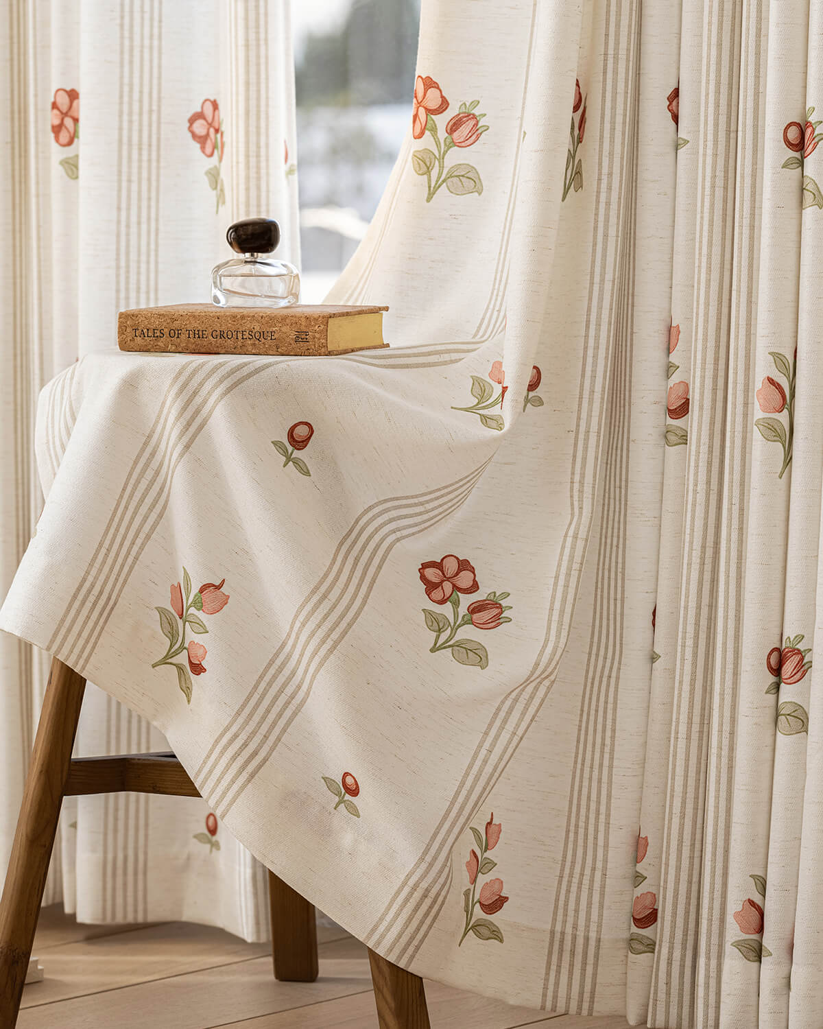 Seamless 112 inch wide floral curtains for arcadia doors or large panoramic windows