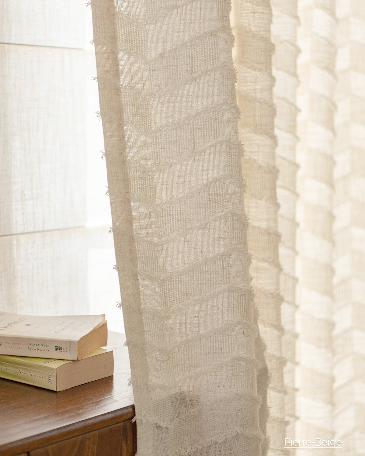 Pierre Boho Chic Chevron Cut-Flower Linen Curtains