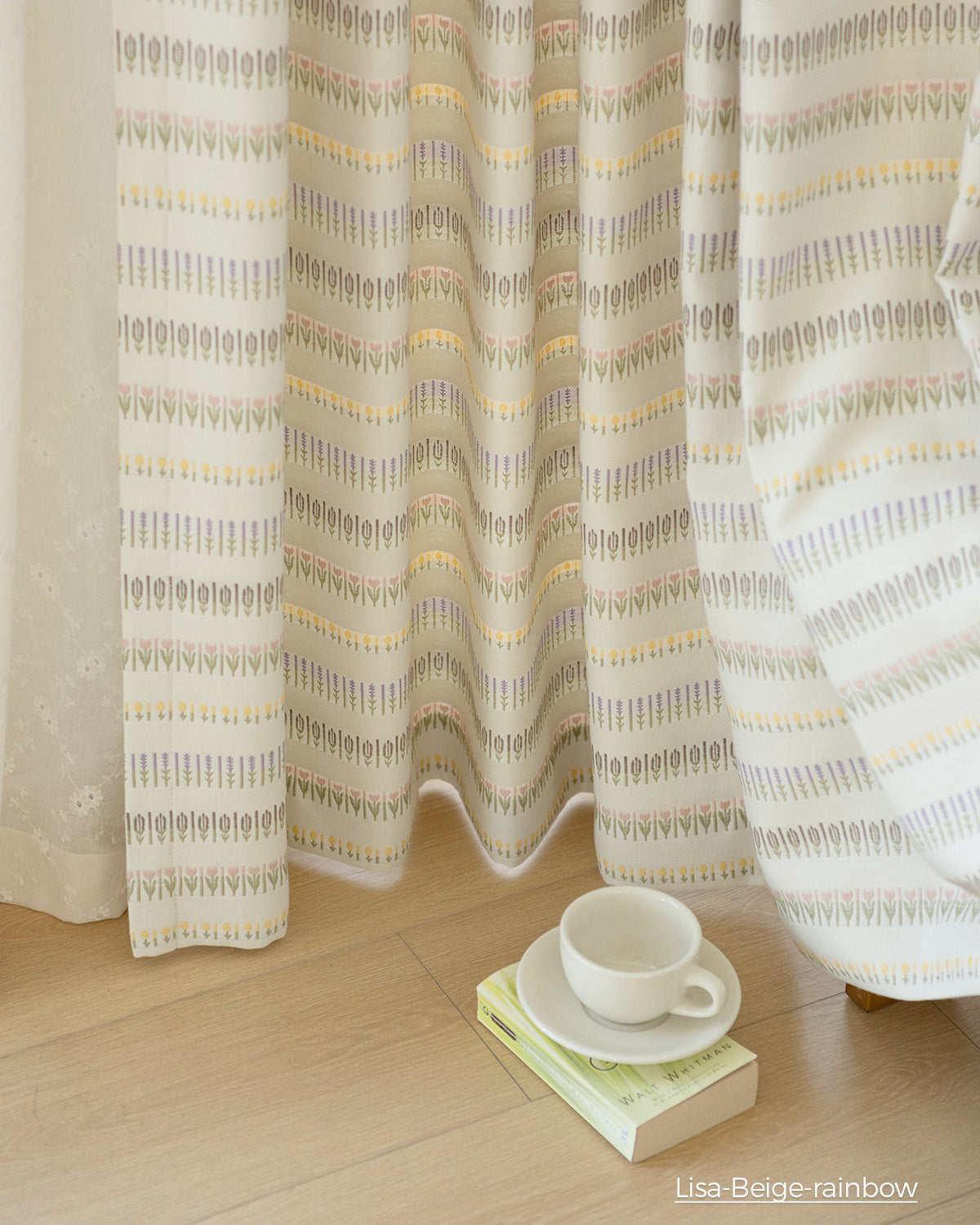 Lisa Floral Embroidered Pom-Pom Blackout Curtains