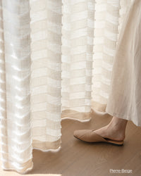Pierre Boho Chic Chevron Cut-Flower Linen Curtains
