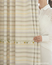 Lisa Floral Embroidered Pom-Pom Blackout Curtains