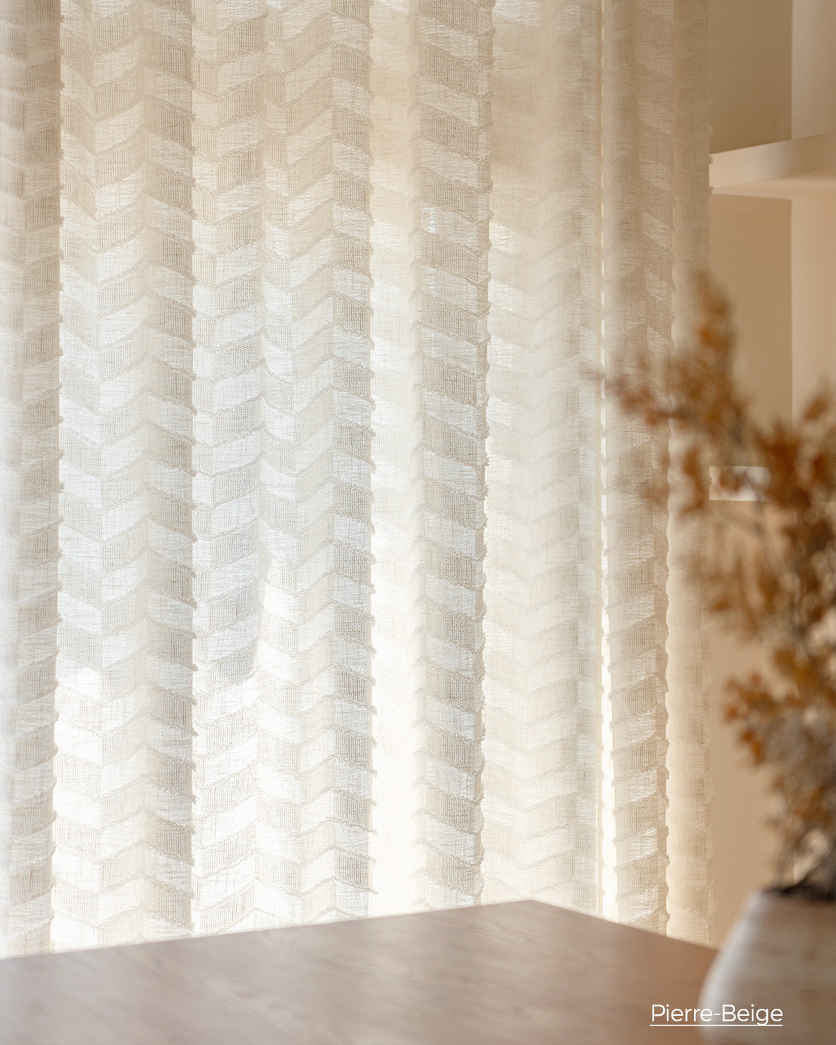 Pierre Boho Chic Chevron Cut-Flower Linen Curtains
