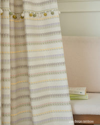 Lisa Floral Embroidered Pom-Pom Blackout Curtains