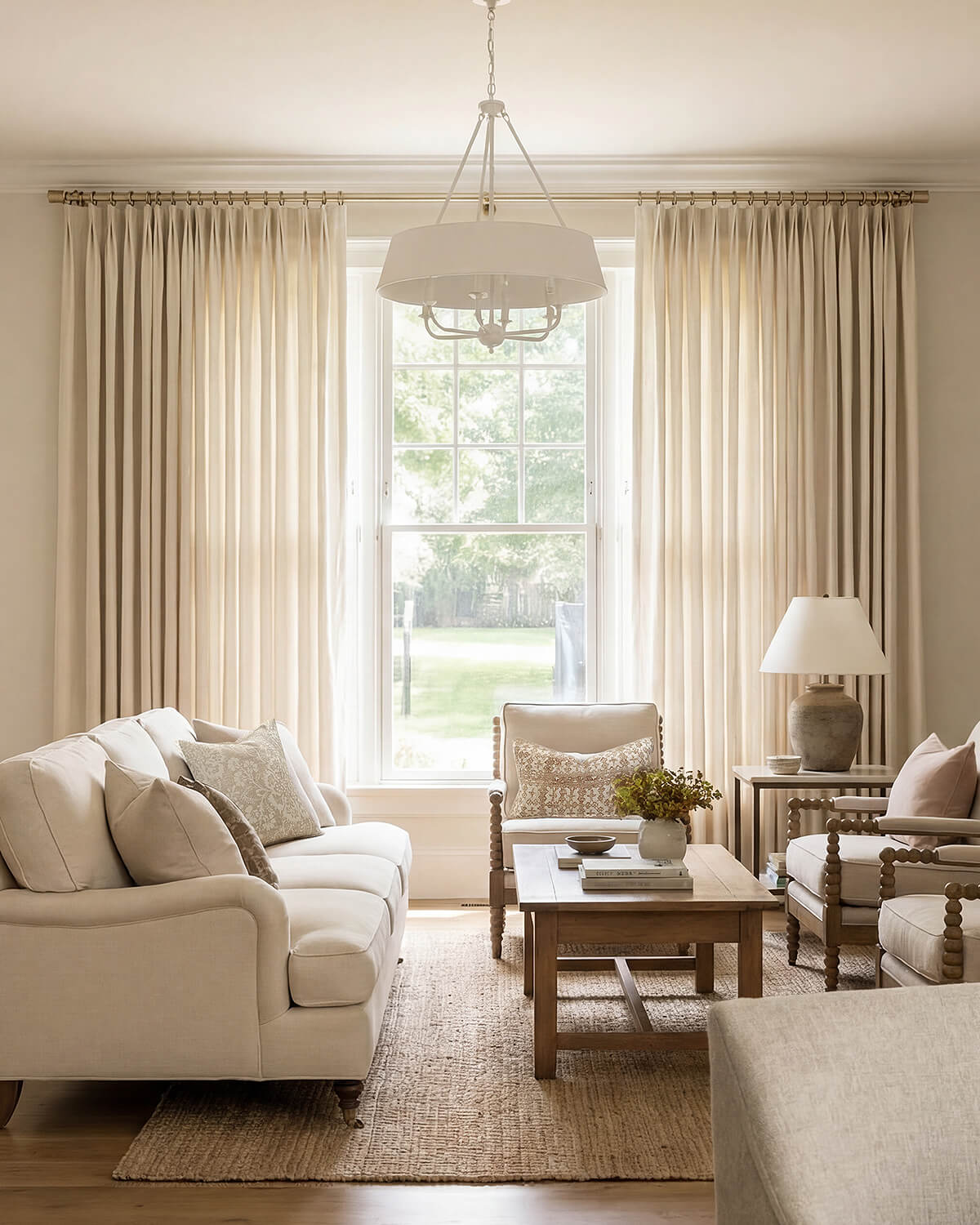 Coto Neutral Linen Blend Curtains – Pinch Pleat, Breathable & Light Filtering for Living & Dining Rooms
