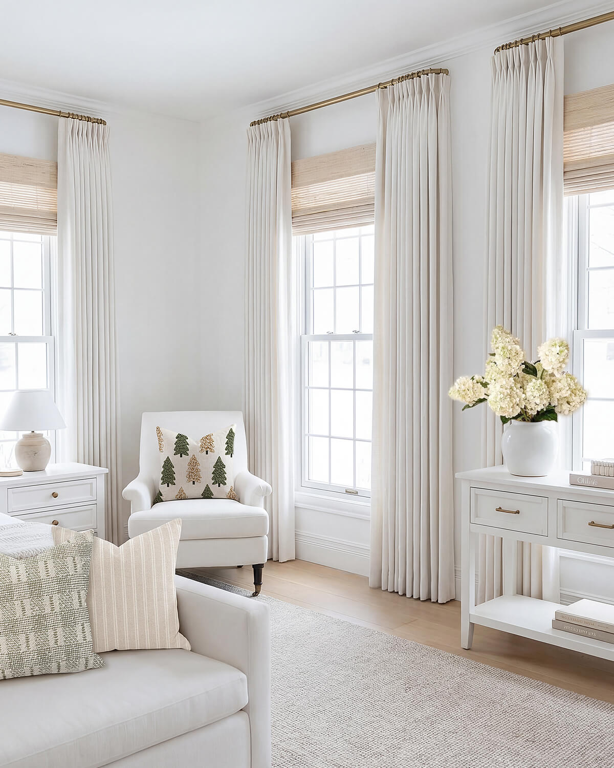 Lucy Neutral Linen Blend Curtains – Light Filtering Pinch Pleat Drapes,  for Living Room & Bedroom