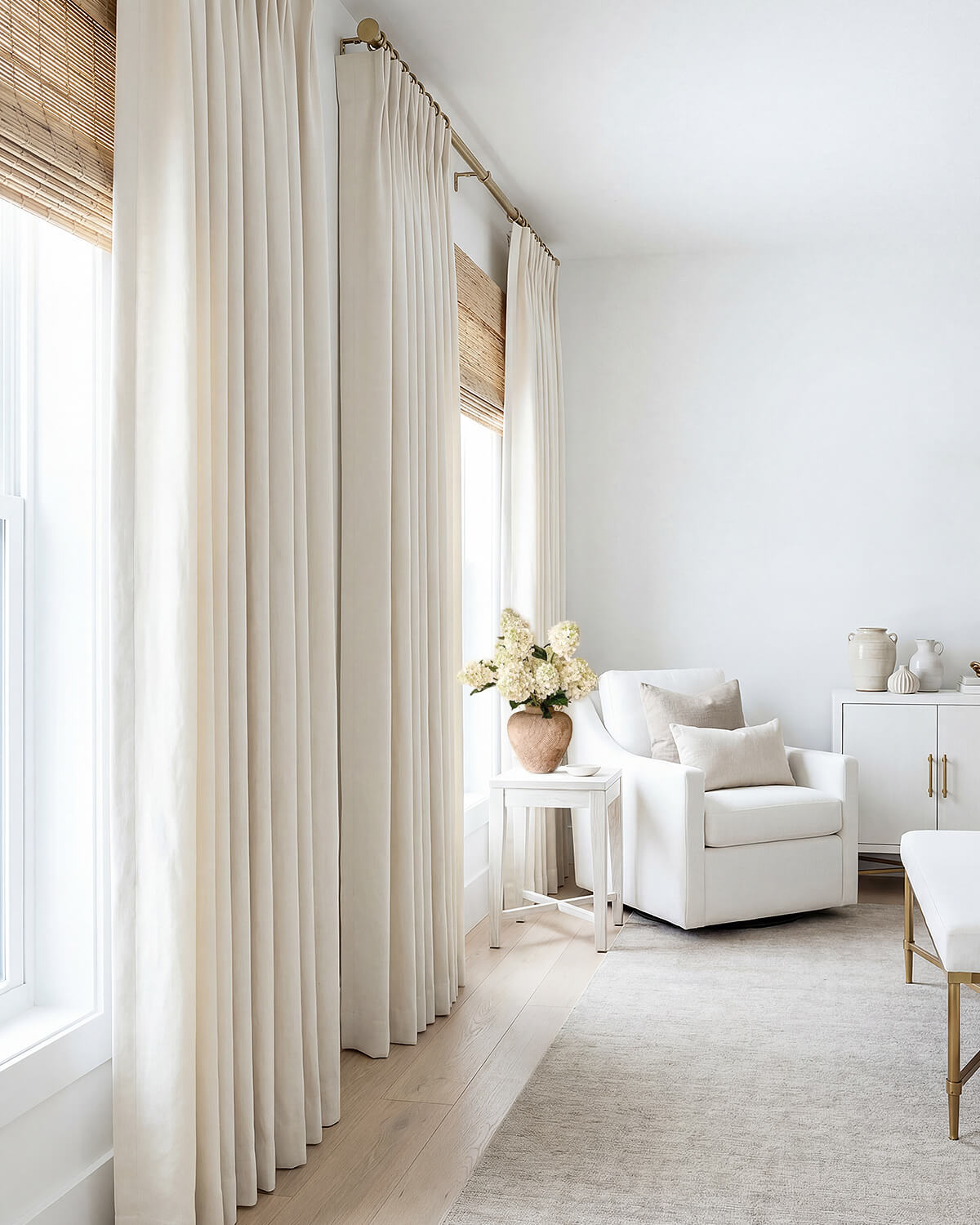 Lucy Neutral Linen Blend Curtains – Light Filtering Pinch Pleat Drapes,  for Living Room & Bedroom