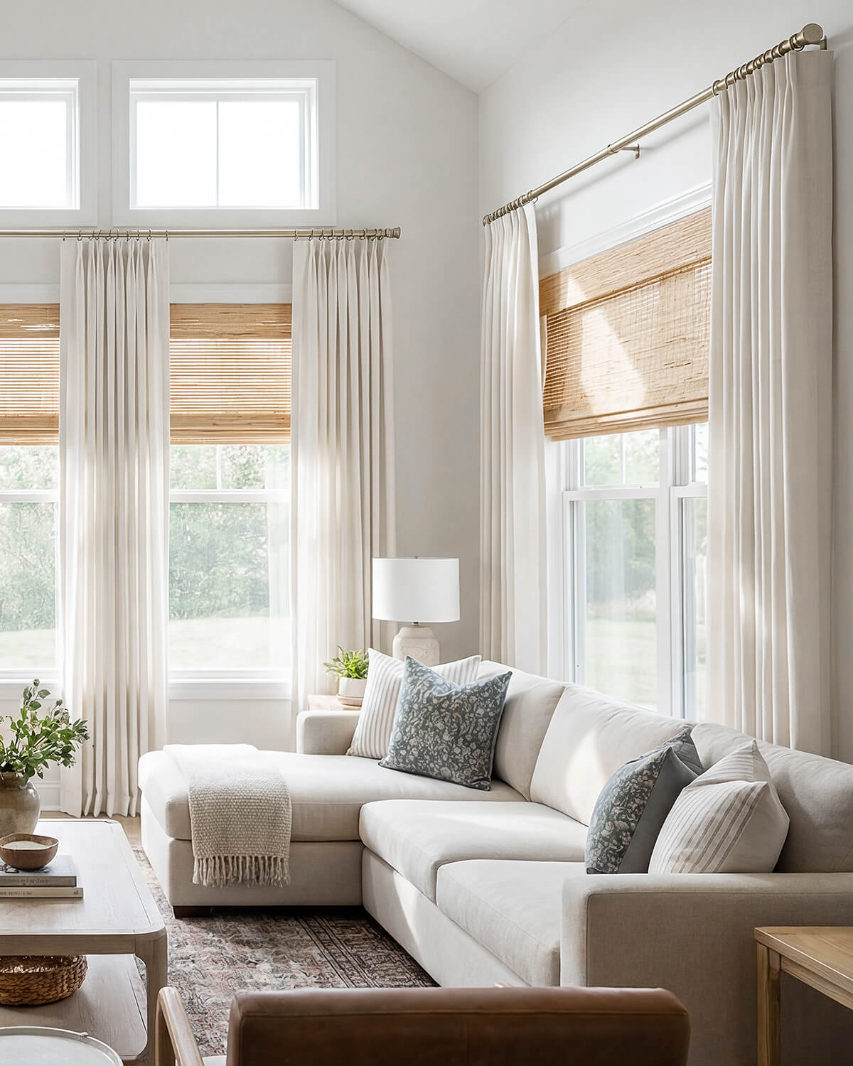 Lucy Neutral Linen Blend Curtains – Light Filtering Pinch Pleat Drapes,  for Living Room & Bedroom