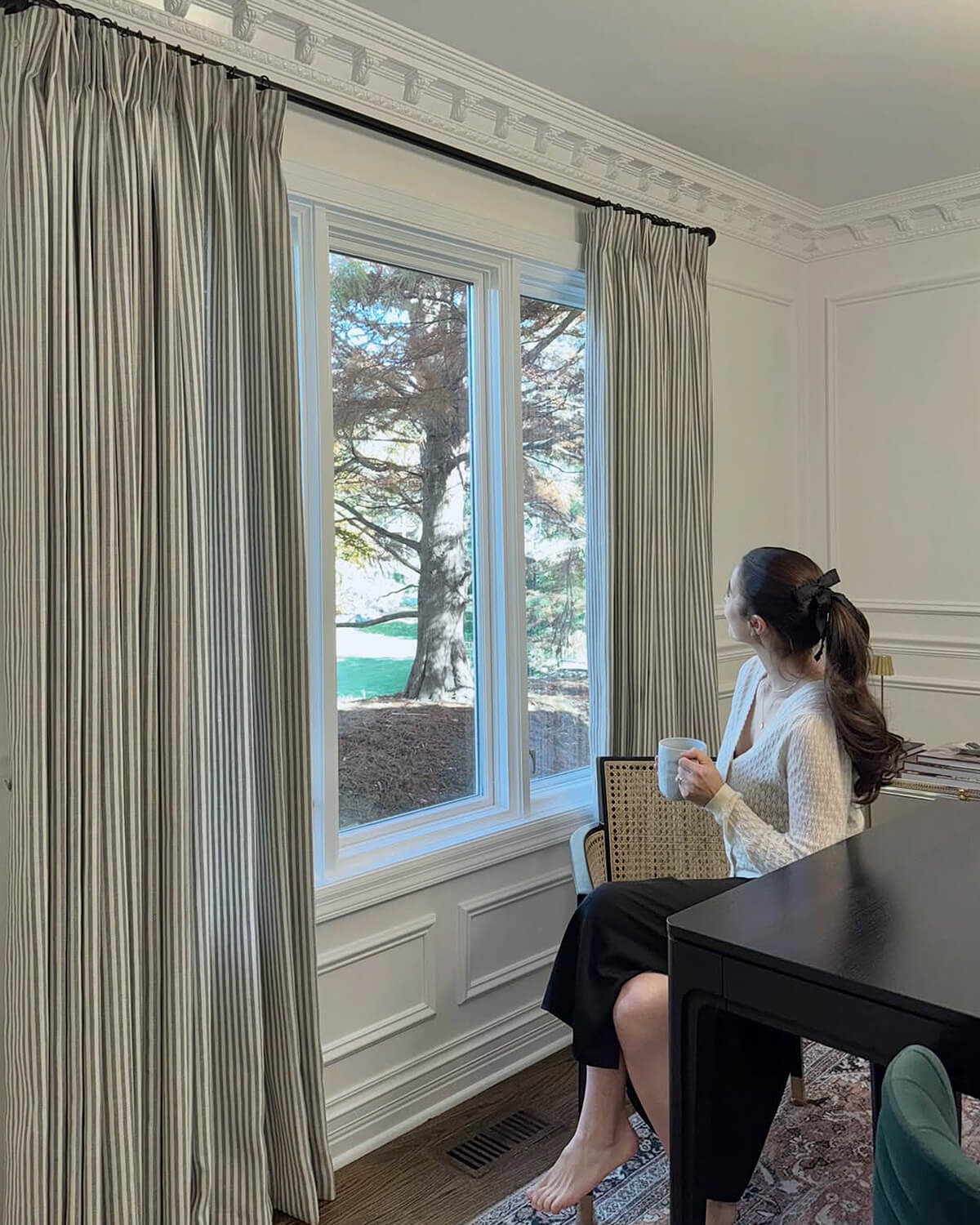 Zaria Linen Stripe Curtains – Pinch Pleat Light Filtering with Privacy