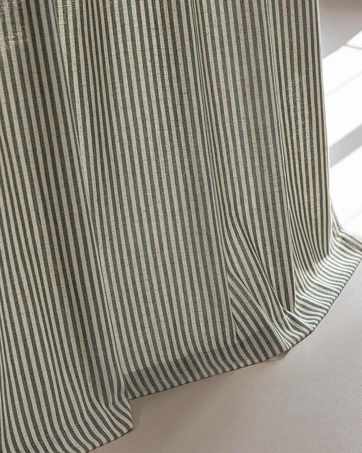 Zaria Linen Stripe Curtains – Pinch Pleat Light Filtering with Privacy