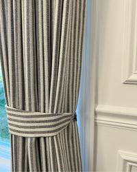 Zaria Linen Stripe Curtains – Pinch Pleat Light Filtering with Privacy