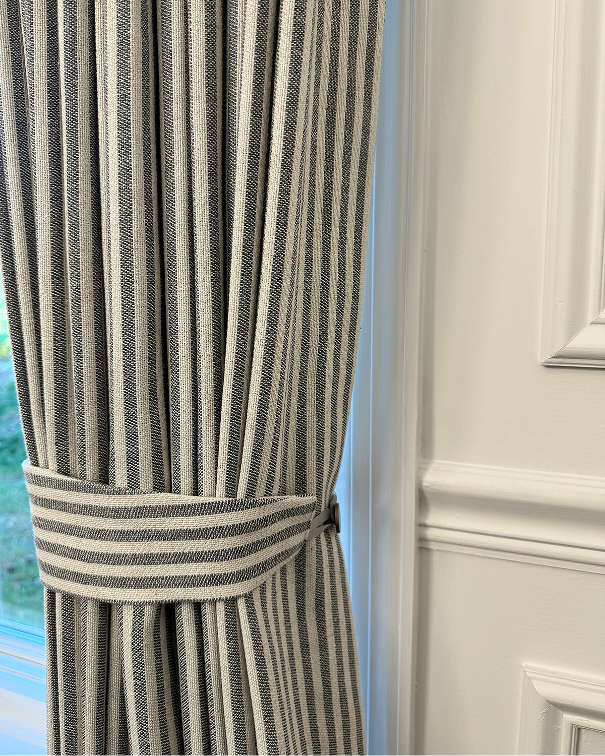 Zaria Linen Stripe Curtains – Pinch Pleat Light Filtering with Privacy