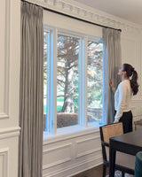 Zaria Linen Stripe Curtains – Pinch Pleat Light Filtering with Privacy