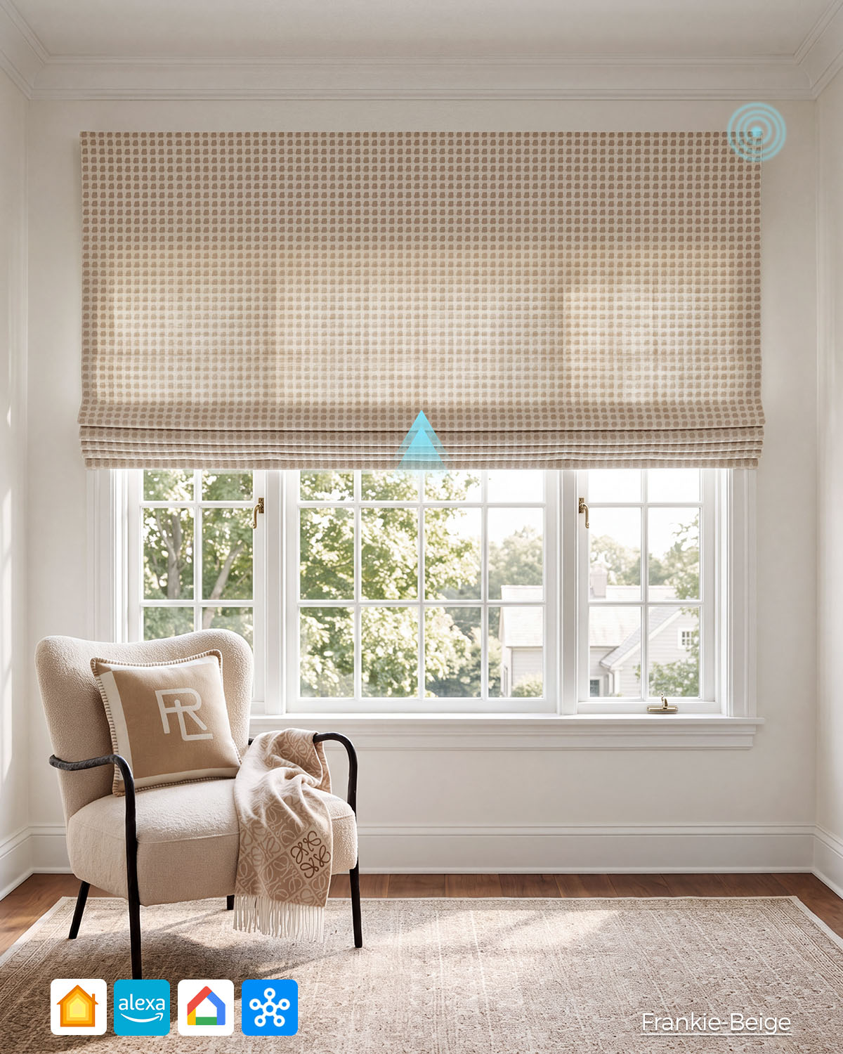Frankie Plaid Pattern Motorized Roman Shades & Blinds