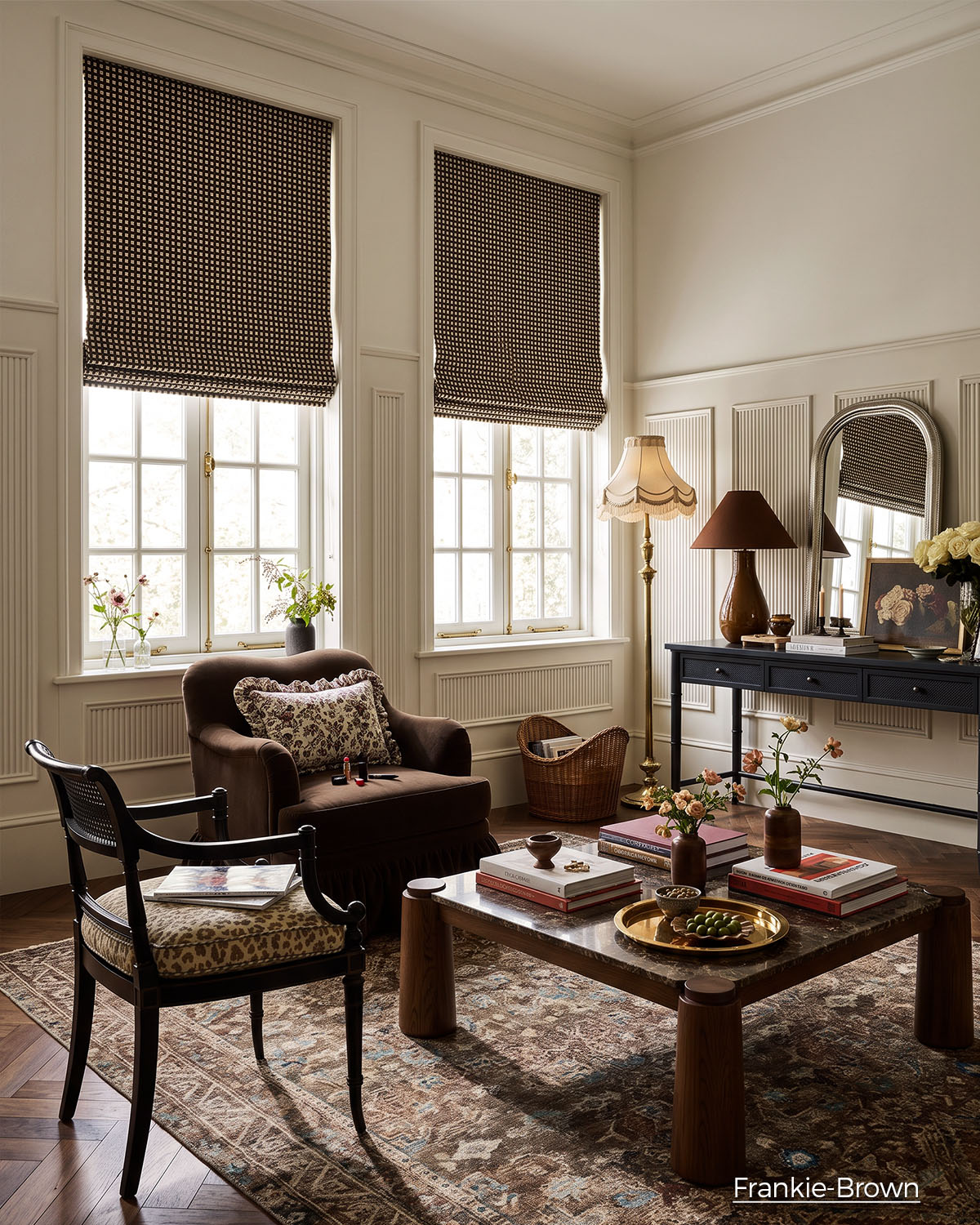 Frankie Plaid Pattern Motorized Roman Shades & Blinds