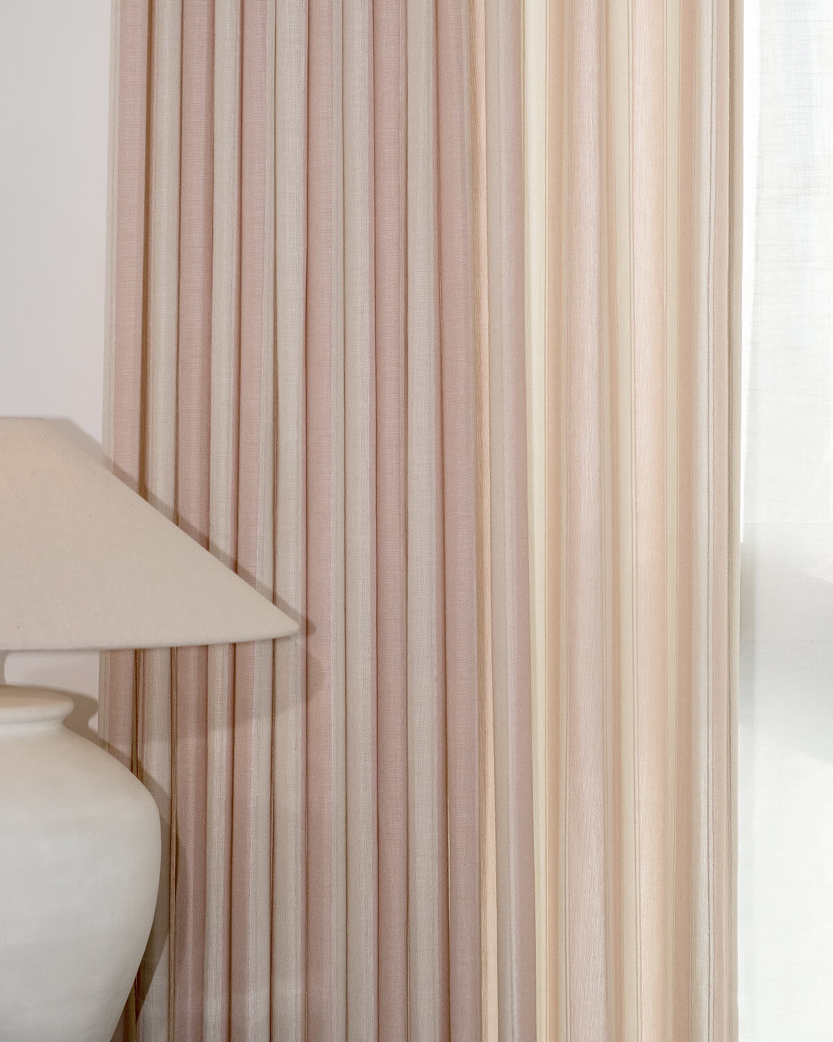 Darcy Striped Cotton Pink Curtains – Pinch Pleated, Lightweight Drapes for Nursery & Bedroom