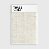 A fabric swatch for the Hazel curtain, showcasing its linen blend fabric with three-dimensional crochet jacquard stripes