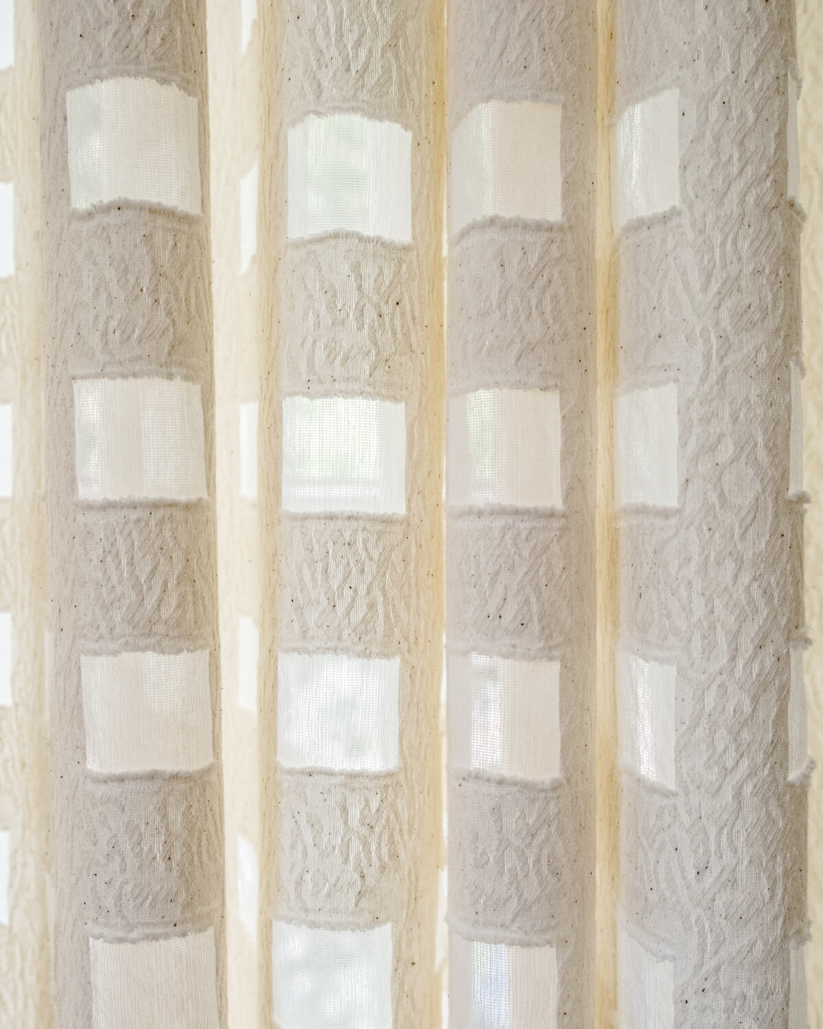 Aria Cotton Textured Jacquard Check Pattern Curtains