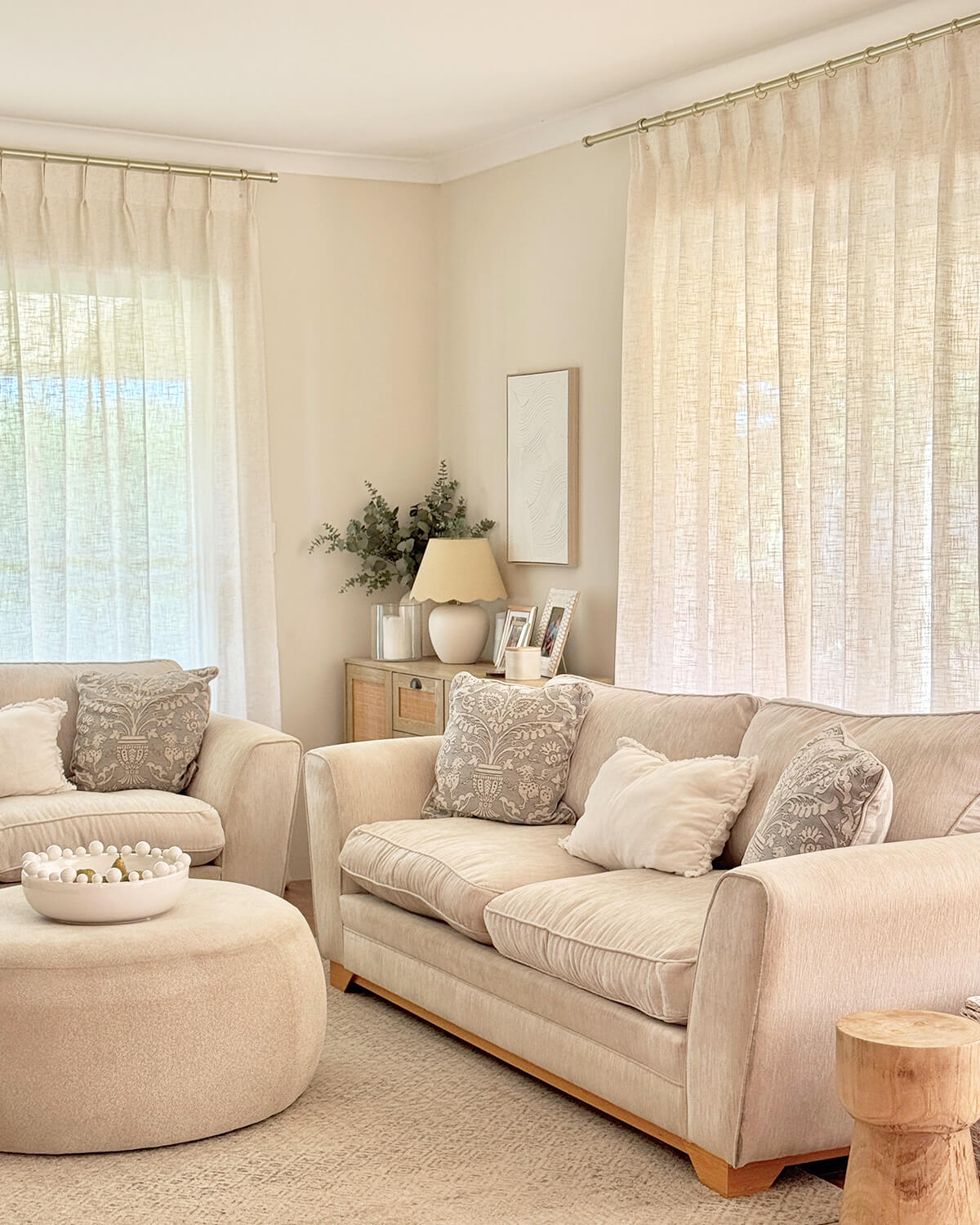 Textured Linen Blend Curtains – Pinch Pleated, Semi Sheer & Elegant Drapes for Living Room & Dining Room (Liz)