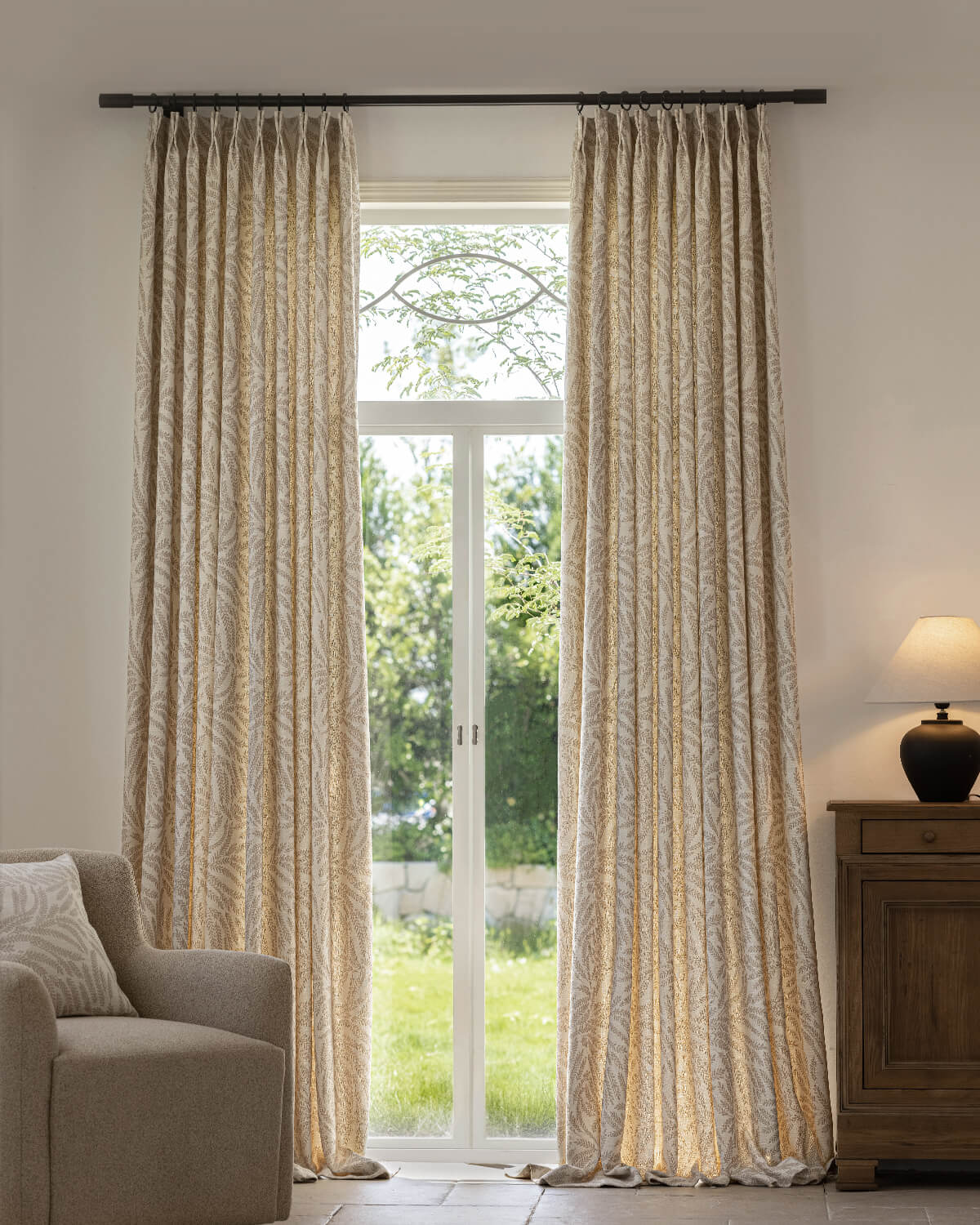 Mila Leaf Pattern Pinch Pleated Drape