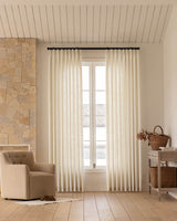 Neutral Linen Blend Curtains – Pinch Pleated, Light Filtering & Elegant Drapes for Living Room & Dining Room (Zen)