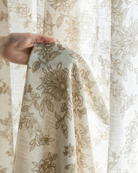 Hand-Painted Floral Linen Blend Curtains – Pinch Pleated, Light Filtering & Elegant Drapes for Living Room (Rosie)