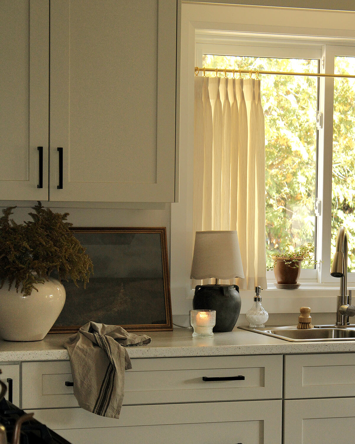 June Light Filtering Flax Linen Sheer Cafe Curtains