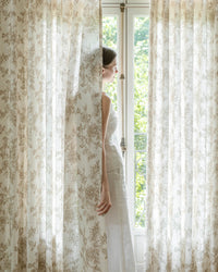 Hand-Painted Floral Linen Blend Curtains – Pinch Pleated, Light Filtering & Elegant Drapes for Living Room (Rosie)