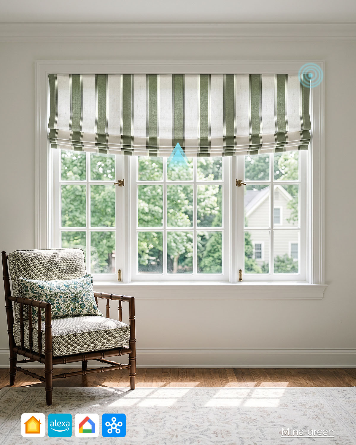 Mina Stripe Motorized Roman Shades