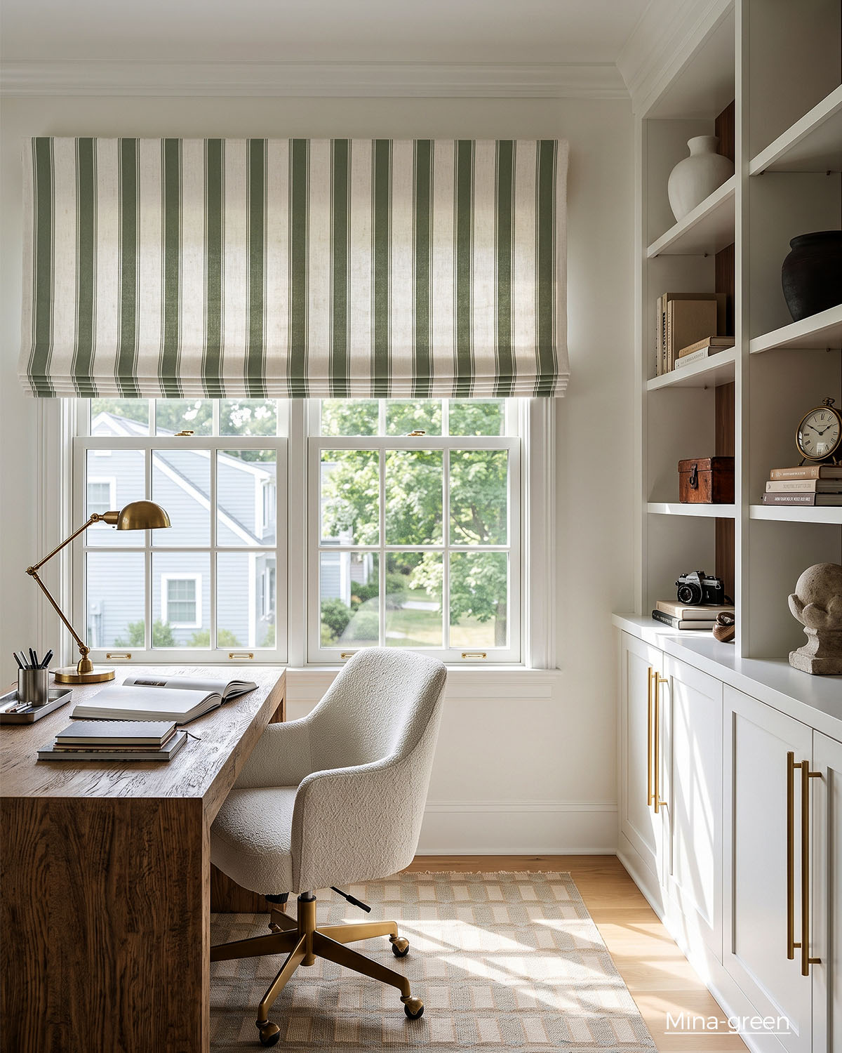 Mina Stripe Motorized Roman Shades