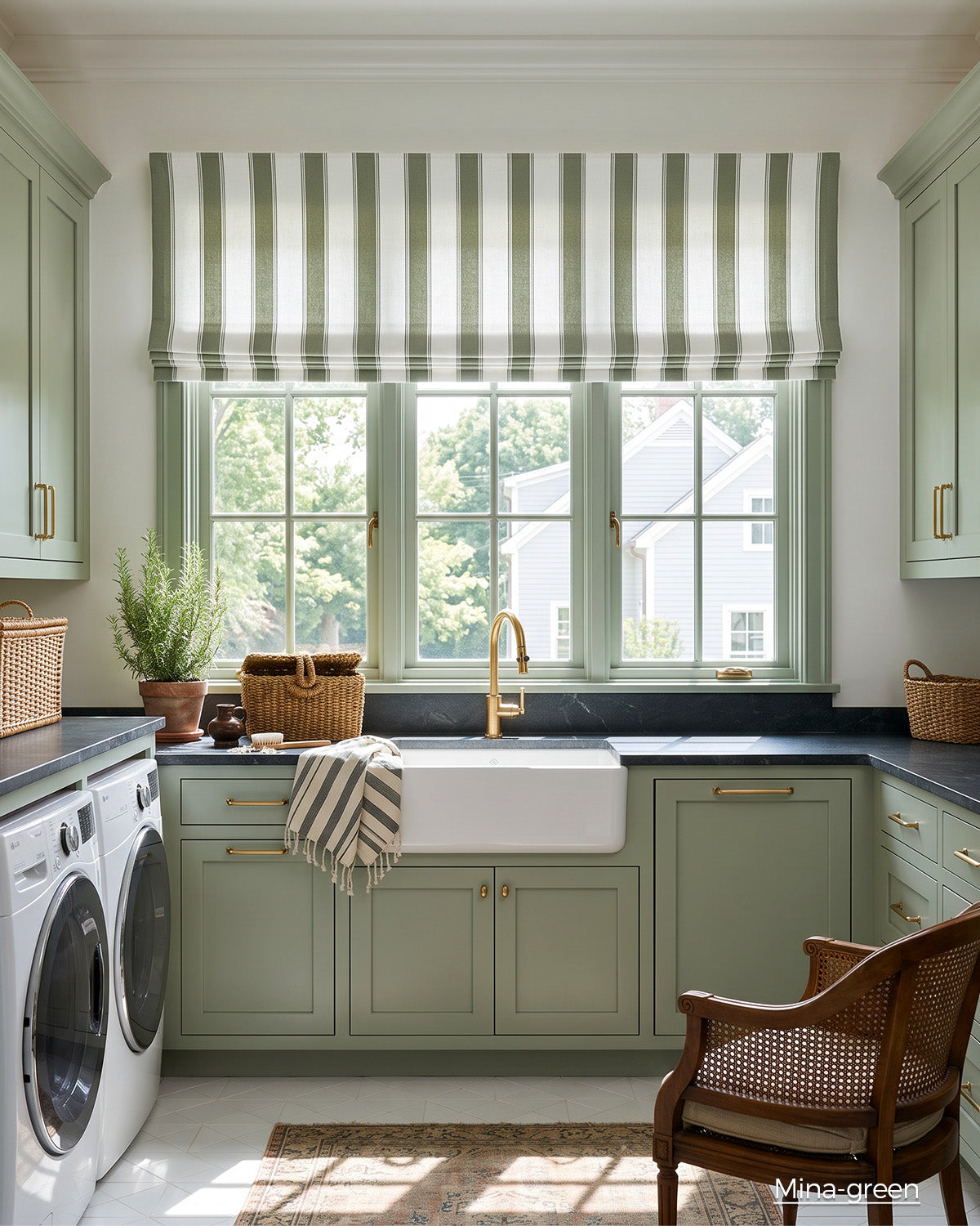Mina Stripe Motorized Roman Shades