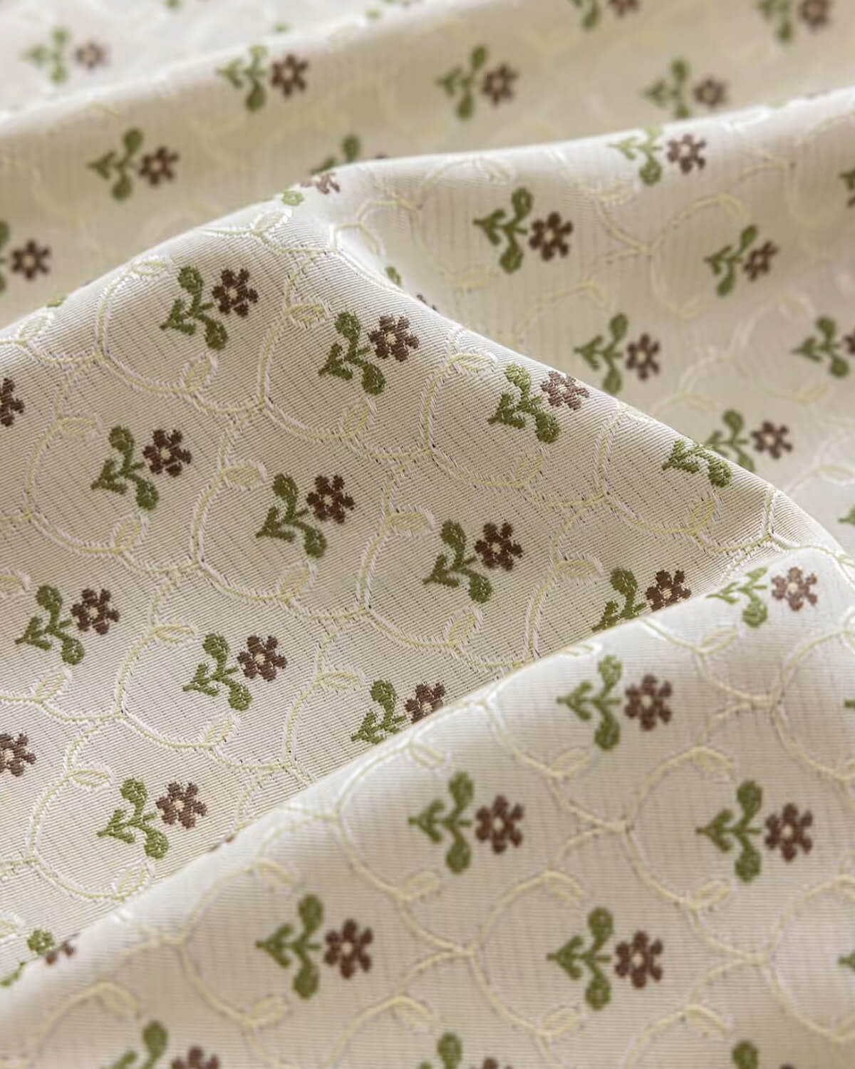 Charming Ditsy Floral Luxury Curtains | Jacquard Woven, Thermal & Blackout for Cozy Bedrooms & Living Room (Aurelia)