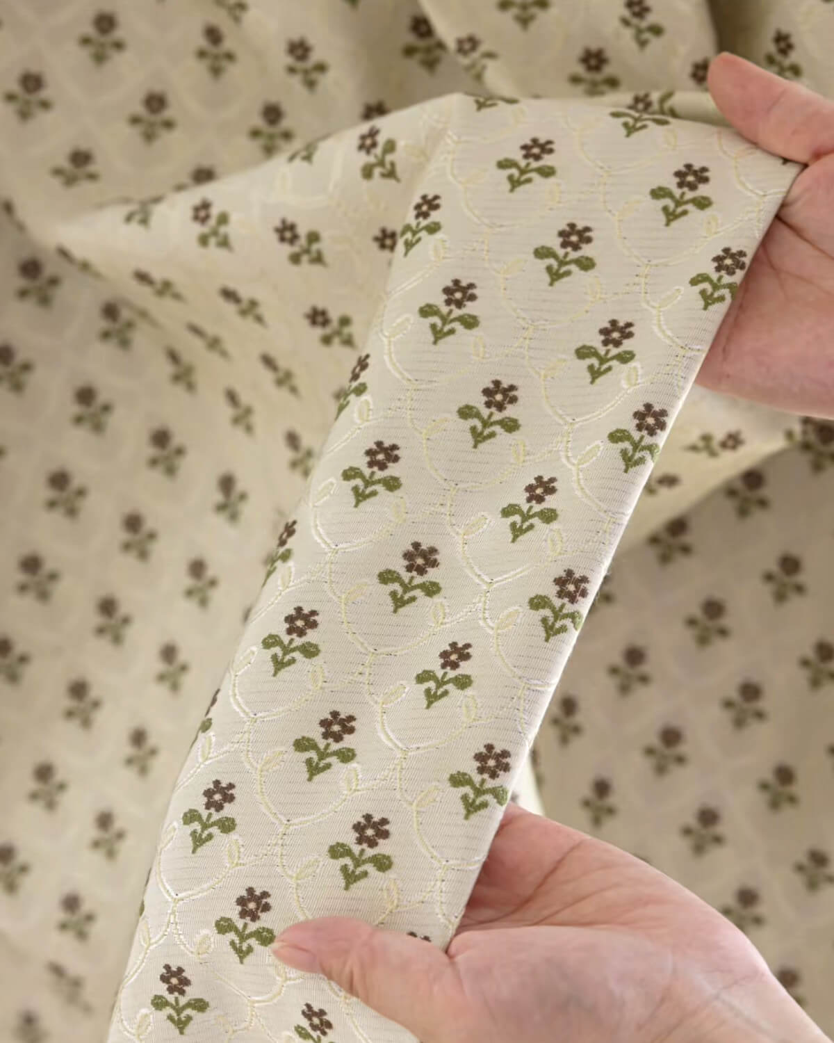 Aurelia Ditsy Floral Curtains – Pinch Pleat Design for Thermal Insulation & Blackout, in Bedrooms & Living Room
